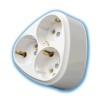 Branch socket triangle with 3 sockets, white PB16-227, CAMELION