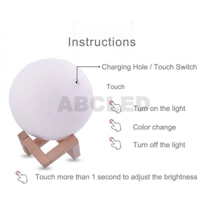 Abcled.ee - Night light lamp 3D MOON USB and Remote Control