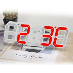 Led digital clock with white casing Red LED