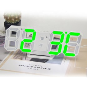 Led digital clock with white casing Green LED