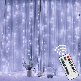 LED light curtains MOON COLD WHITE 3x2m 240LED 8-modes with remote control 230V