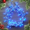 LED Christmas lights BLUE 100led 8m small balls, with controller, white cable 230V