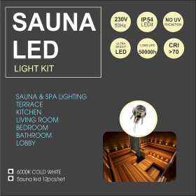 Sauna Led light 35° 6000K с линзой 12шт набор в серебристом корпусе