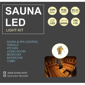 Sauna Led light 70° 3000К без линзы 12шт набор золотой корпус