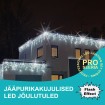 LED valguskardinad jääpurikad 4x0.9m FLASH VALGE 180Led IP65 PRO must kaabel