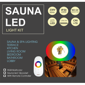 Sauna LED для бани 70° RGB 12шт комплект золотой корпус с пультом