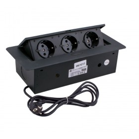 KOMBI BOX BLACK furniture 3x-sockets with 3m cable 230V 16А IP20