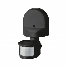 PIR motion sensor wall mounted 180° Max 8m <24° 10s-7min 230V IP44 black