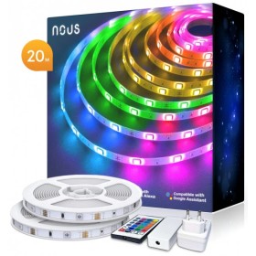 Komplekt NOUS F3 LED riba 20m 60led/m RGB 5050 adapter 24V 1.5A pult 24 nuppu WIFI App Alexa Google