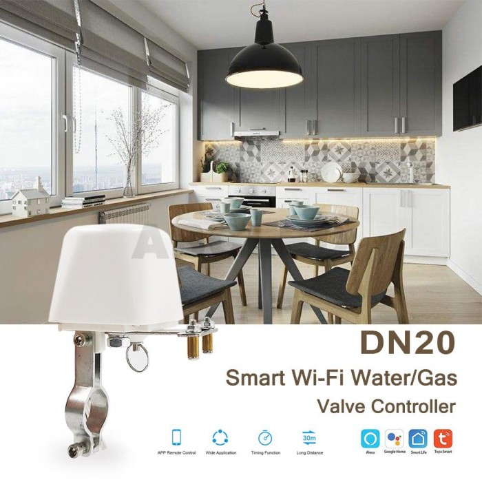 Abcled.ee - Smart Wi-Fi gaasi- ja veekontroller 3/4" DN20 Tuya
