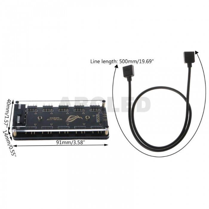 AURA SYNC 5V 3-pin RGB 10 Hub Splitter SATA