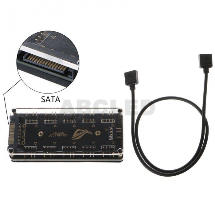Abcled.ee - AURA SYNC 5V 3-pin RGB 10 Hub Splitter SATA powered