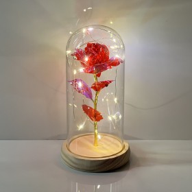 Roos klaasis LEDiga PUNANE