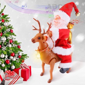 Santa Claus on Deer 27cm 2xAA