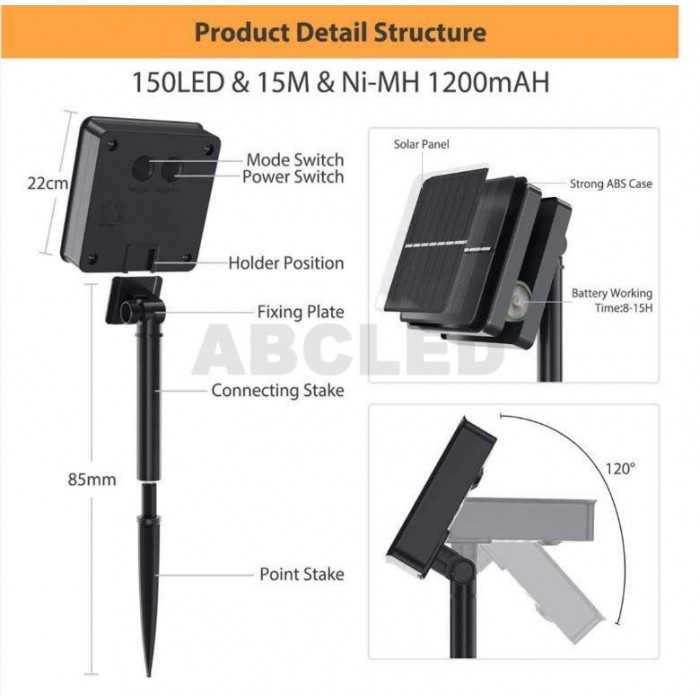 Abcled.ee - LED valguskett 2x150Led TRAAT SOLAR USB 2tk/set IP65