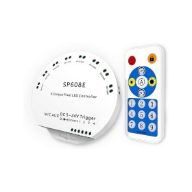 SP608E Музыкальный контроллер для пиксельной LED ленты 5-24VDC Mic AUX Bluetooth Andriod IOS пульт