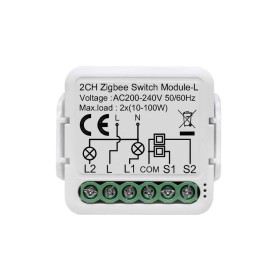 Tuya Zigbee 3.0 2xKanalit lülitimoodul-L 230V 2x100W Alexa Google Home