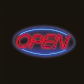 LED Neon Sign PLEXI OPEN blue/red USB