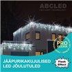 LED Christmas light icicles 0.8x3.8m FLASH WHITE 180Led IP44 PRO white cable