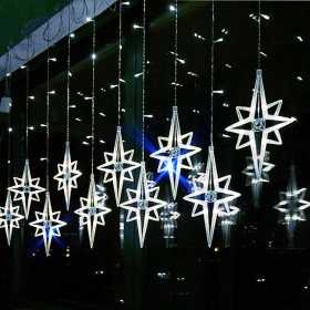 LED curtains Snowflakes COLD WHITE FLASH Blue 3x0.9m connectable 230V