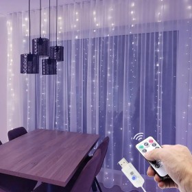 LED light curtains WIRE WHITE 3x2m USB adapter Remote